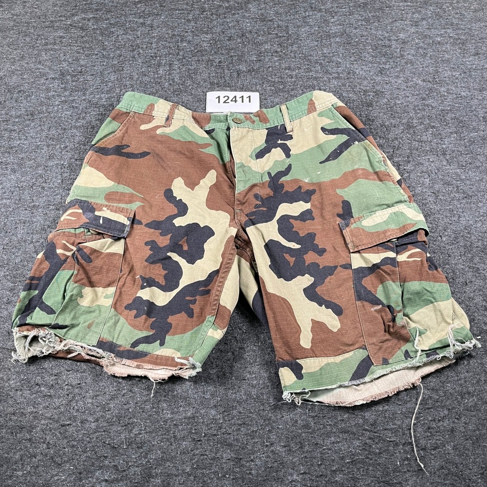 American Apparel Military Woodland Cargo Shorts Mens 33 Multicolor Camouflage